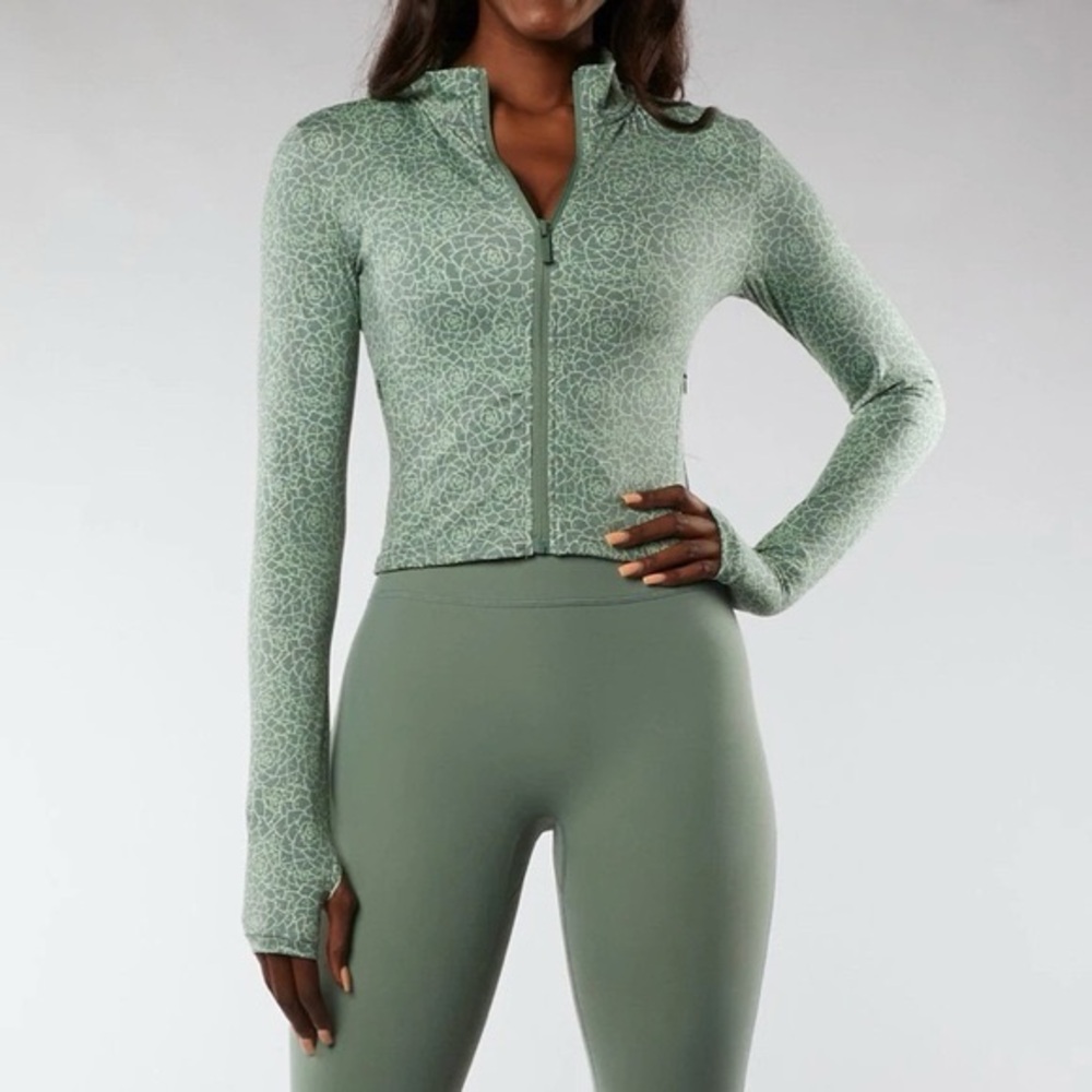 Buffbunny Eden Green Cropped Zip-Up Jacket